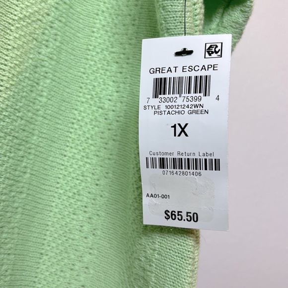Alfani Great Escape Button Front Short Sleeve Sweater Women’s Size 1XL Green NWT - Picture 6 of 8
